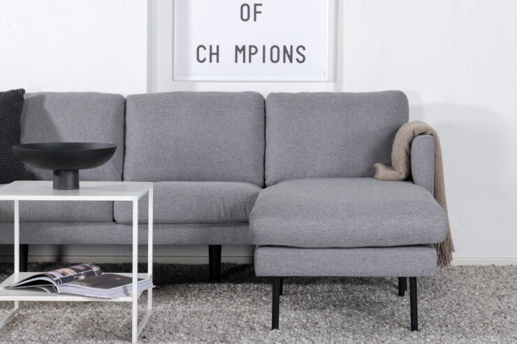 Zoom – Chaise Sofa – Noir, Gris – 154 x 80 x 260 cm