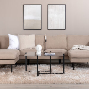 Zoom – Chaise Sofa – Beige, Noir – 154 x 80 x 260 cm