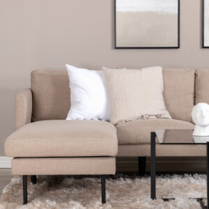 Zoom – Chaise Sofa – Beige, Noir – 154 x 80 x 260 cm