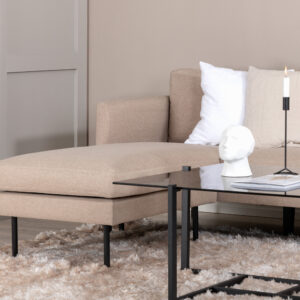 Zoom – Chaise Sofa – Beige, Noir – 154 x 80 x 260 cm