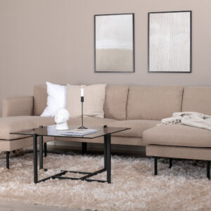 Zoom – Chaise Sofa – Beige, Noir – 154 x 80 x 260 cm