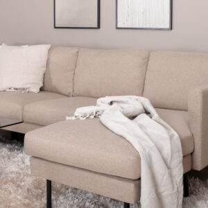 Zoom – Chaise Sofa – Beige, Noir – 154 x 80 x 260 cm