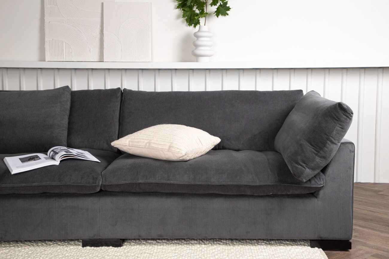 Durham – Canapé 3 places – Noir, Gris foncé – 105 x 82 x 270 cm