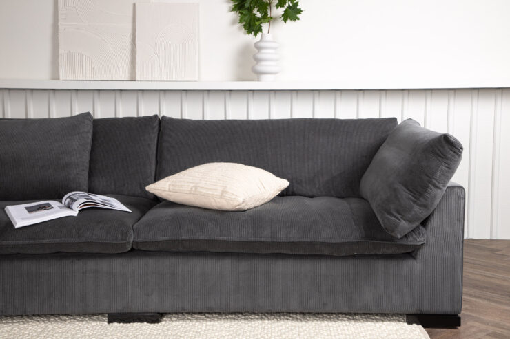 Durham – Canapé 3 places – Noir, Gris foncé – 105 x 82 x 270 cm