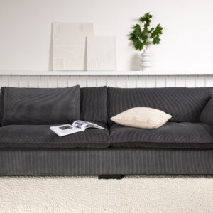 Durham – Canapé 3 places – Noir, Gris foncé – 105 x 82 x 270 cm