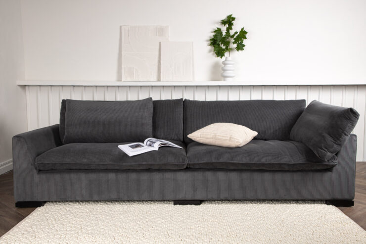 Durham – Canapé 3 places – Noir, Gris foncé – 105 x 82 x 270 cm
