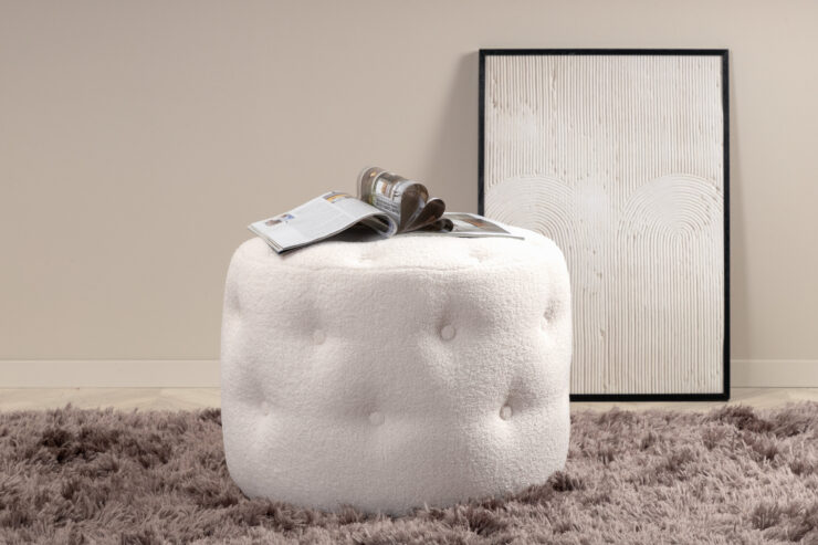 Benjamin – Pouf – Blanc – ⌀55 cm