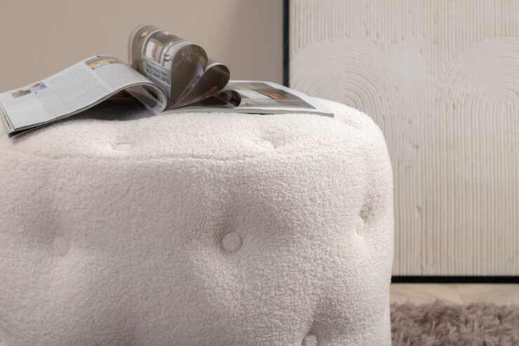 Benjamin – Pouf – Blanc – ⌀55 cm