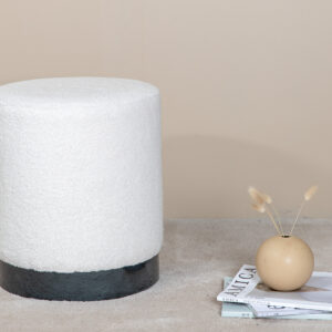 Benji – Pouf – Noir, Blanc – ⌀35 cm