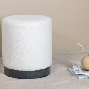 Benji – Pouf – Noir, Blanc – ⌀35 cm