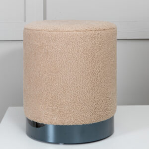 Benji – Pouf – Beige, Noir – ⌀35 cm