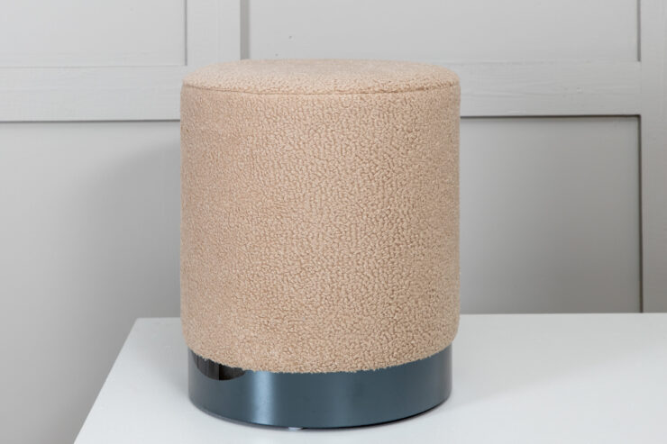Benji – Pouf – Beige, Noir – ⌀35 cm