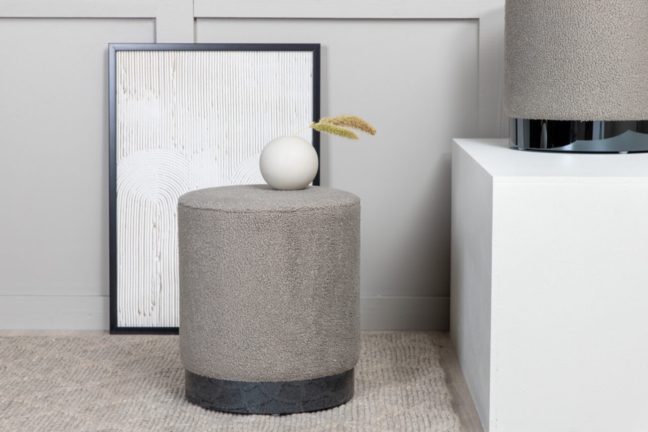 Benji – Pouf – Noir, Grège – ⌀35 cm