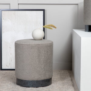 Benji – Pouf – Noir, Grège – ⌀35 cm