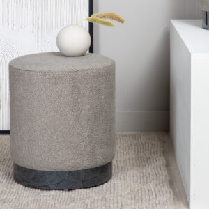 Benji – Pouf – Noir, Grège – ⌀35 cm