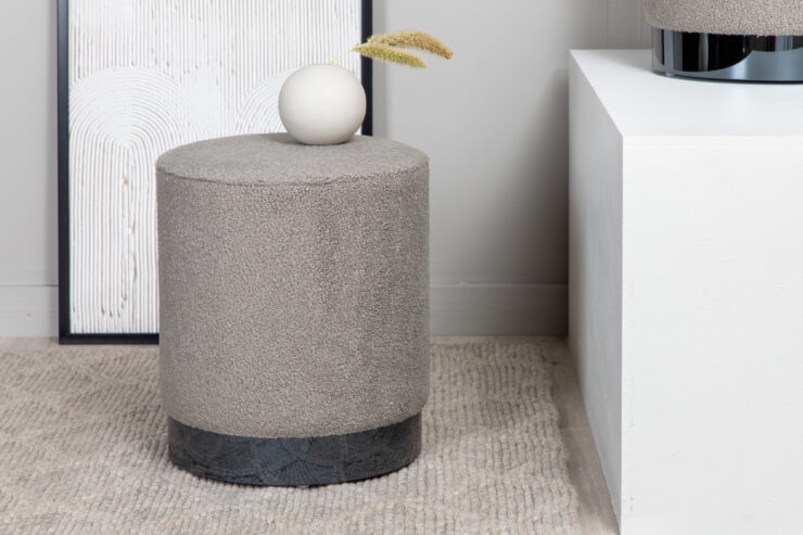 Benji – Pouf – Noir, Grège – ⌀35 cm