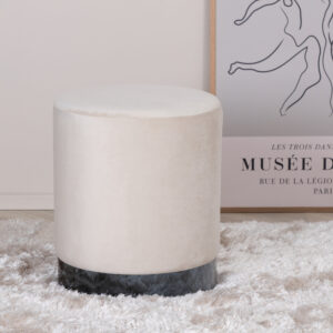 Benji – Pouf – Beige, Noir – ⌀35 cm