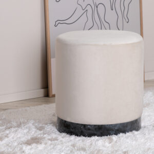 Benji – Pouf – Beige, Noir – ⌀35 cm