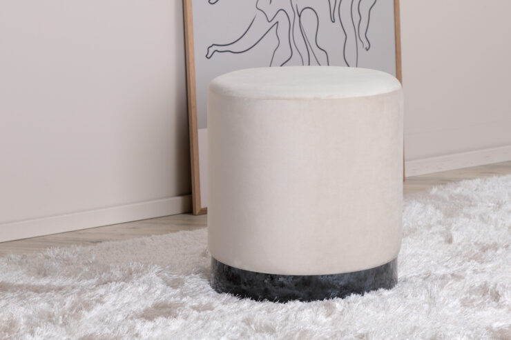 Benji – Pouf – Beige, Noir – ⌀35 cm