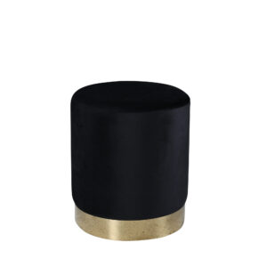Benji – Pouf – Noir, Doré – ⌀35 cm