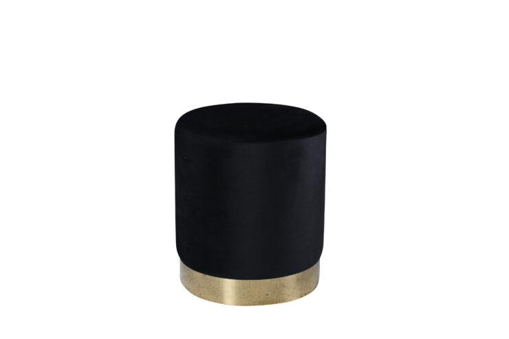 Benji – Pouf – Noir, Doré – ⌀35 cm