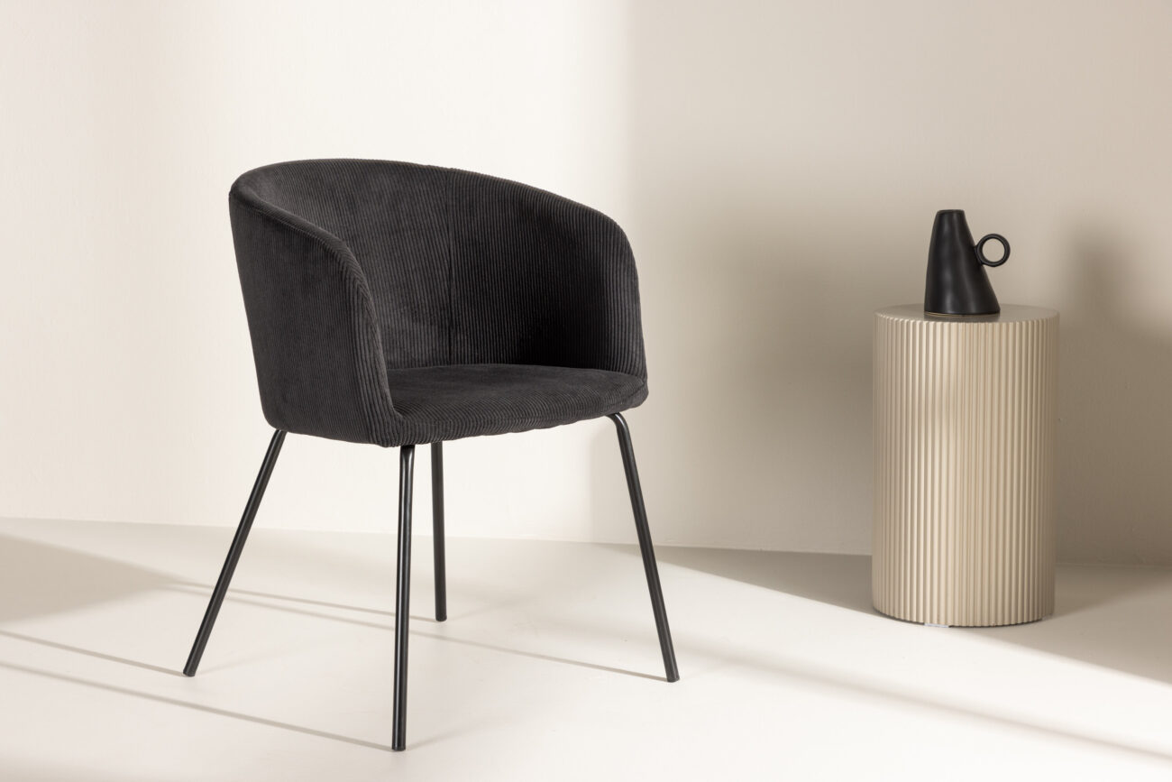 Berit – Chaise de salle à manger – Noir – 55 x 78 x 55 cm