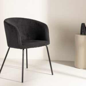 Berit – Chaise de salle à manger – Noir – 55 x 78 x 55 cm