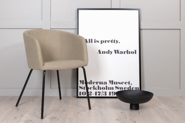 Berit – Chaise de salle à manger – Beige, Noir – 55 x 78 x 55 cm