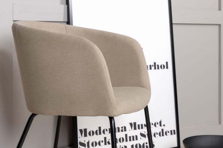 Berit – Chaise de salle à manger – Beige, Noir – 55 x 78 x 55 cm