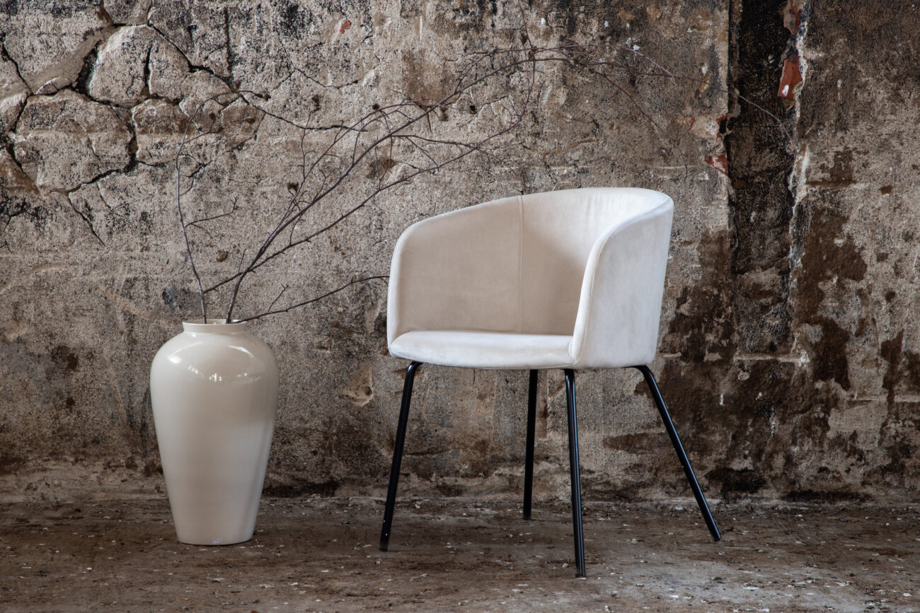 Berit – Chaise de salle à manger – Beige, Noir – 55 x 78 x 55 cm