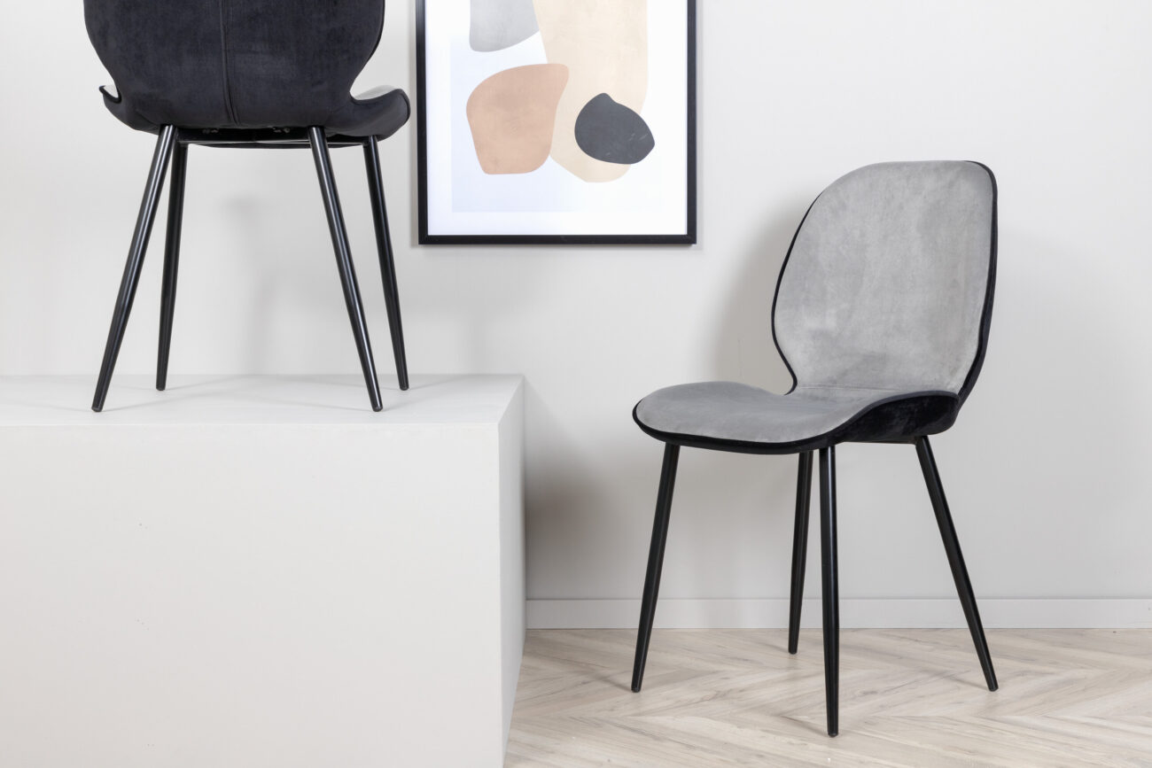 Emma – Chaise de salle à manger – Noir, Gris – 57 x 89 x 47 cm