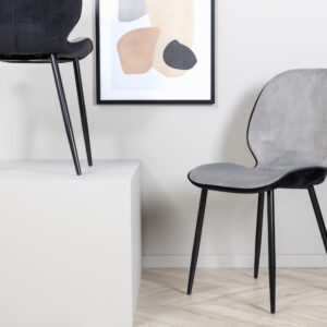 Emma – Chaise de salle à manger – Noir, Gris – 57 x 89 x 47 cm