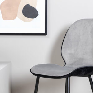 Emma – Chaise de salle à manger – Noir, Gris – 57 x 89 x 47 cm