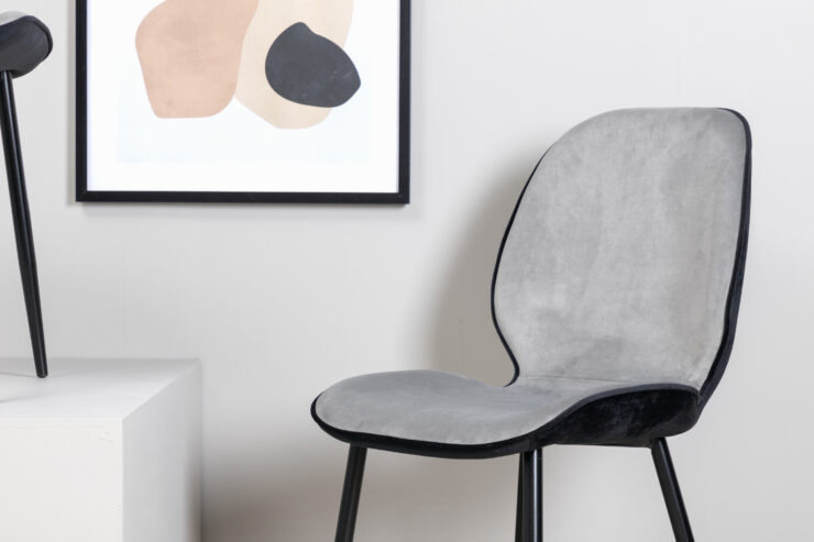 Emma – Chaise de salle à manger – Noir, Gris – 57 x 89 x 47 cm