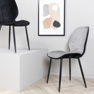 Emma – Chaise de salle à manger – Noir, Gris – 57 x 89 x 47 cm