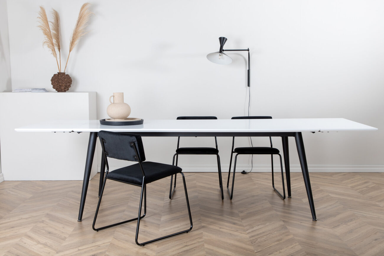 Jimmy – Table à manger rectangulaire – Noir, Blanc – 195 x 90 cm
