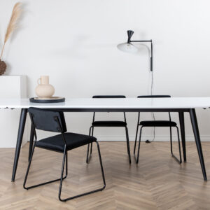 Jimmy – Table à manger rectangulaire – Noir, Blanc – 195 x 90 cm