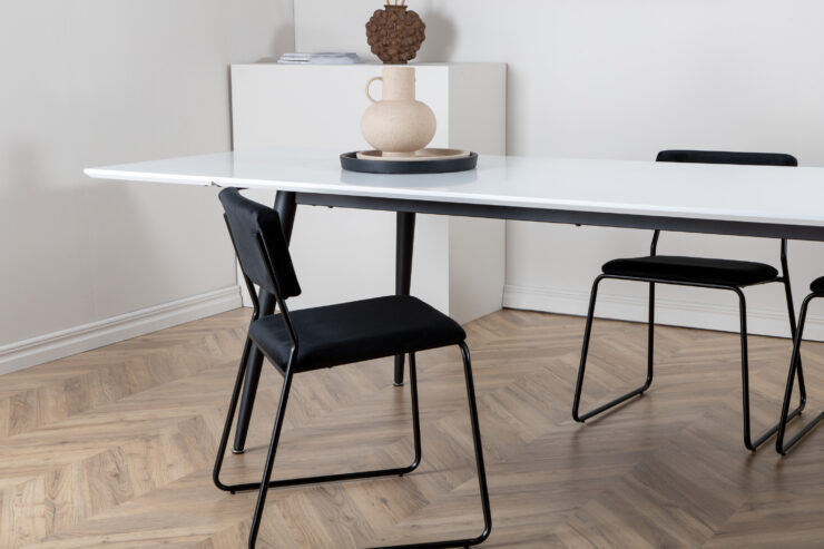 Jimmy – Table à manger rectangulaire – Noir, Blanc – 195 x 90 cm