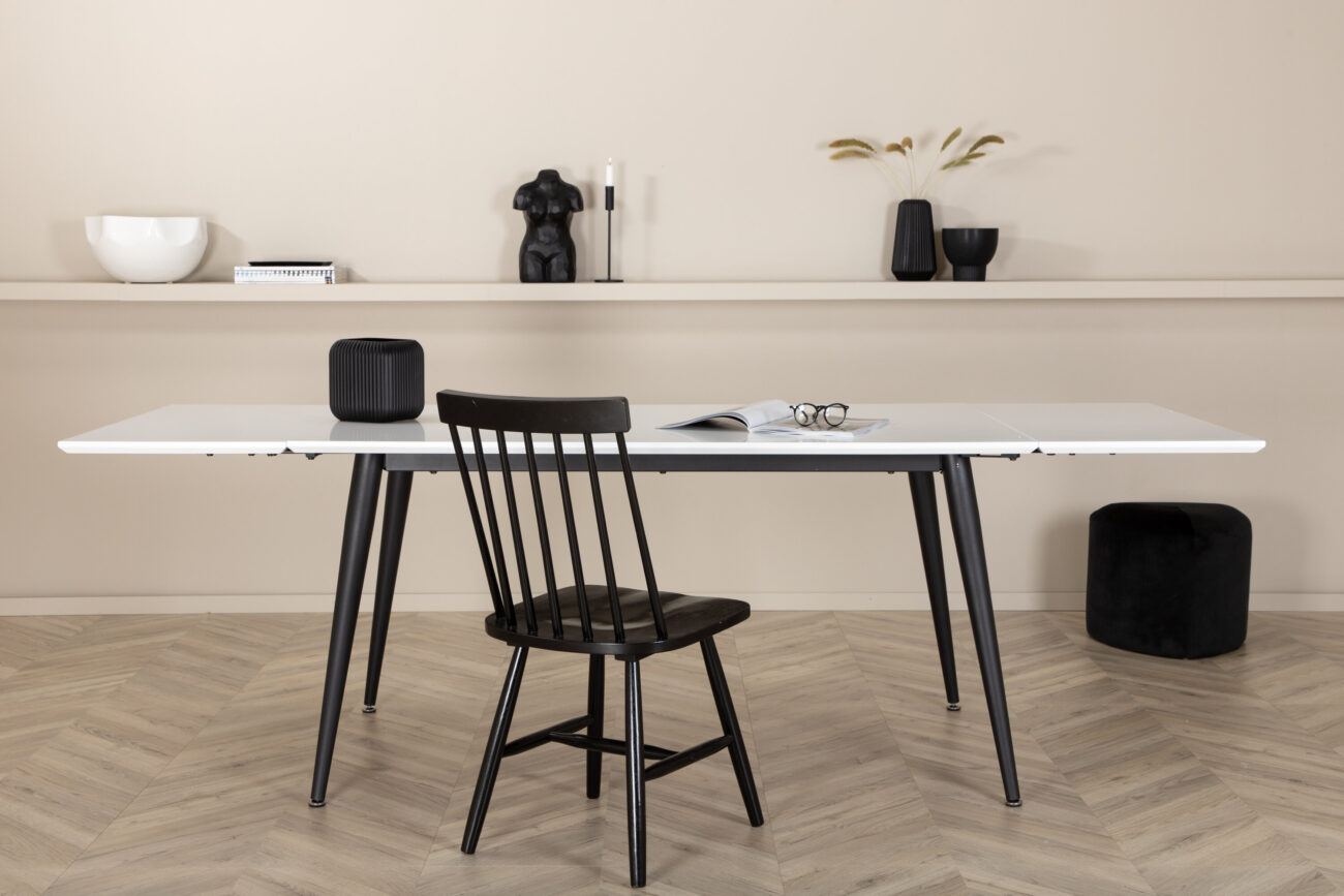 Jimmy – Table à manger rectangulaire – Noir, Blanc – 150 x 90 cm