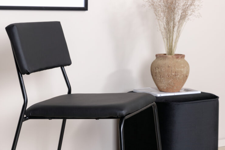 Kenth – Chaise de salle à manger – Noir – 52 x 76 x 40 cm
