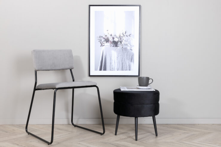 Kenth – Chaise de salle à manger – Noir, Gris clair, Gris – 52 x 76 x 40 cm