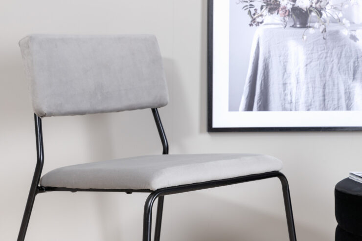 Kenth – Chaise de salle à manger – Noir, Gris clair, Gris – 52 x 76 x 40 cm