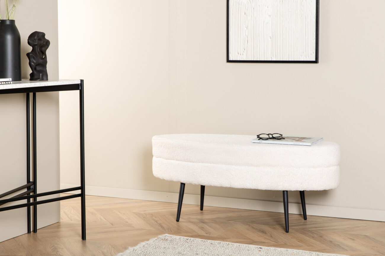Otto – Ottoman – Noir, Blanc – 40 x 41 x 100 cm