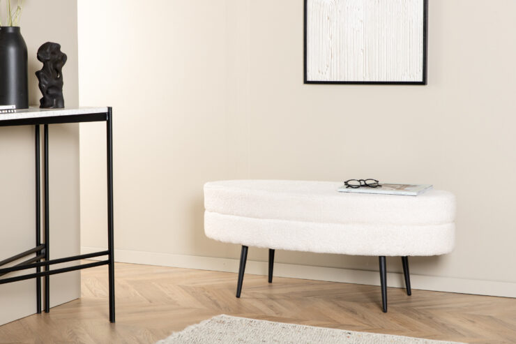Otto – Ottoman – Noir, Blanc – 40 x 41 x 100 cm