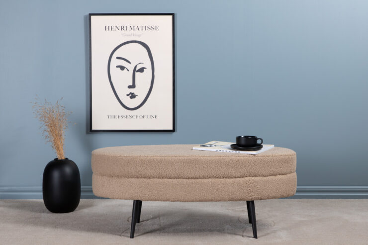 Otto – Ottoman – Beige, Noir – 40 x 41 x 100 cm