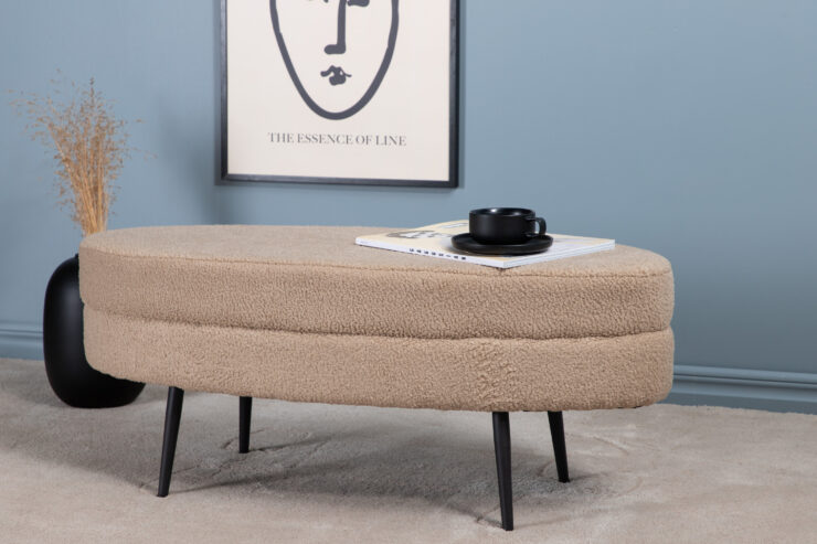 Otto – Ottoman – Beige, Noir – 40 x 41 x 100 cm