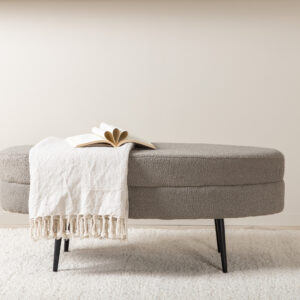 Otto – Ottoman – Noir, Grège – 40 x 41 x 100 cm