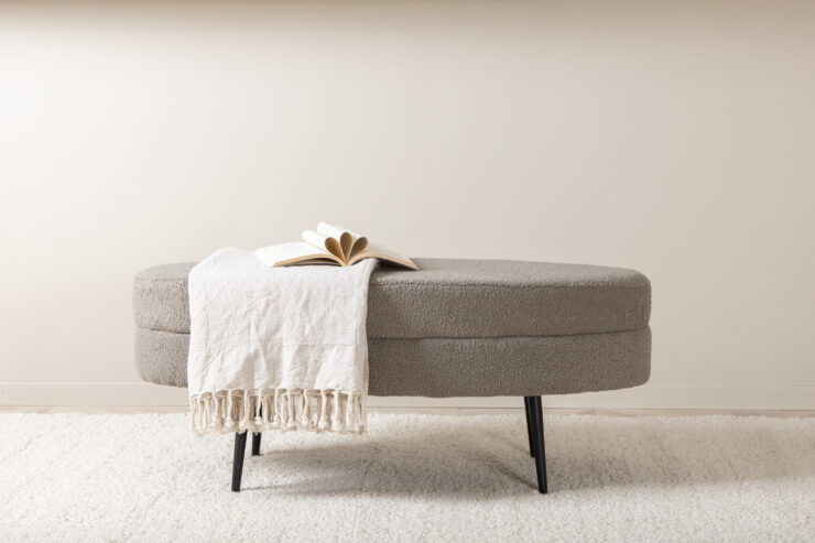 Otto – Ottoman – Noir, Grège – 40 x 41 x 100 cm