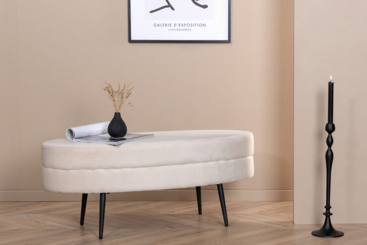 Otto – Ottoman – Blanc cassé, Blanc, Noir – 40 x 41 x 100 cm
