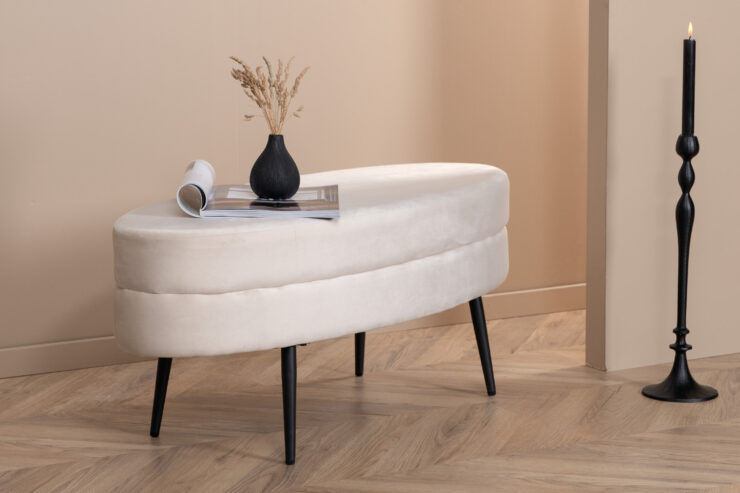 Otto – Ottoman – Blanc cassé, Blanc, Noir – 40 x 41 x 100 cm